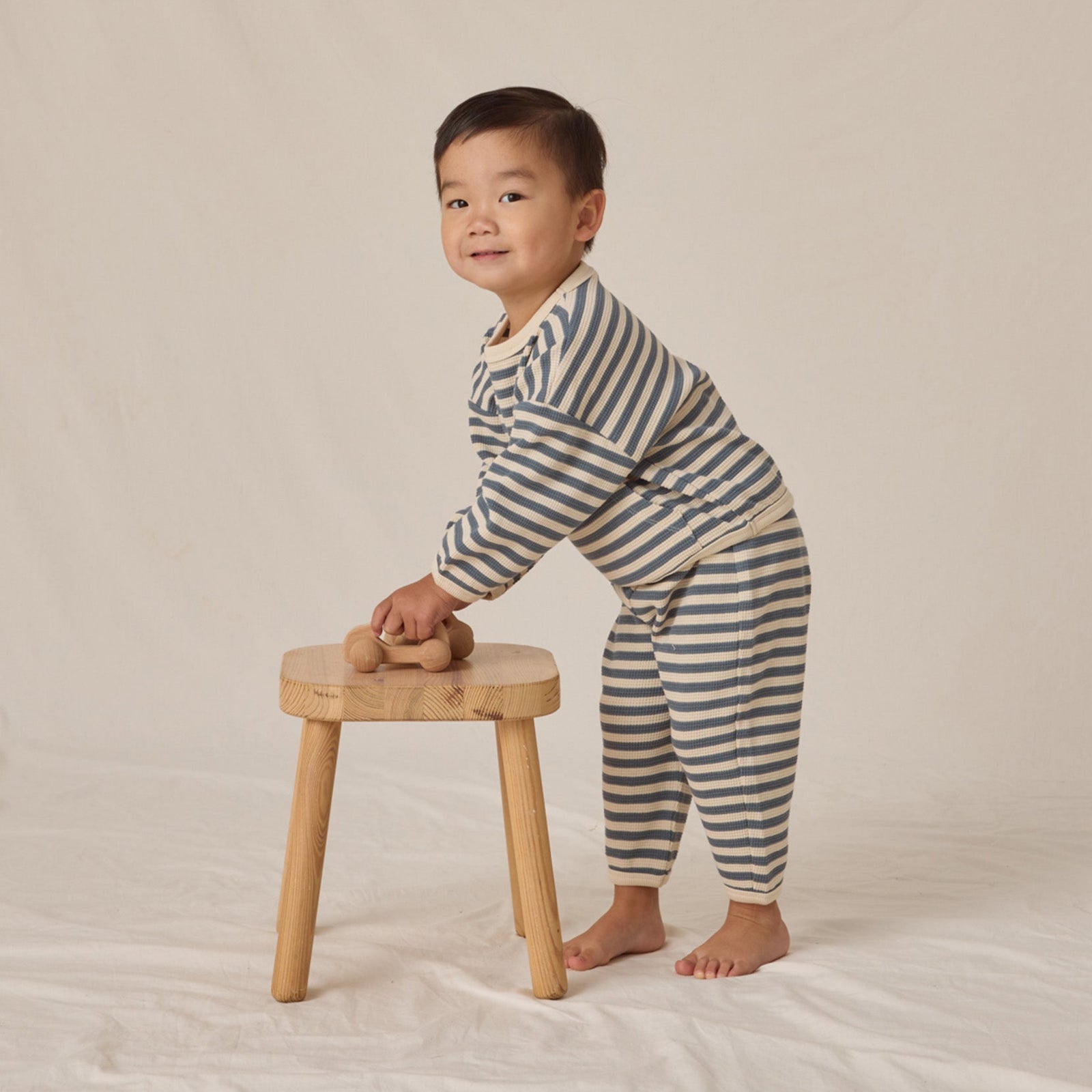 Waffle Slouch Set | Ocean Stripe