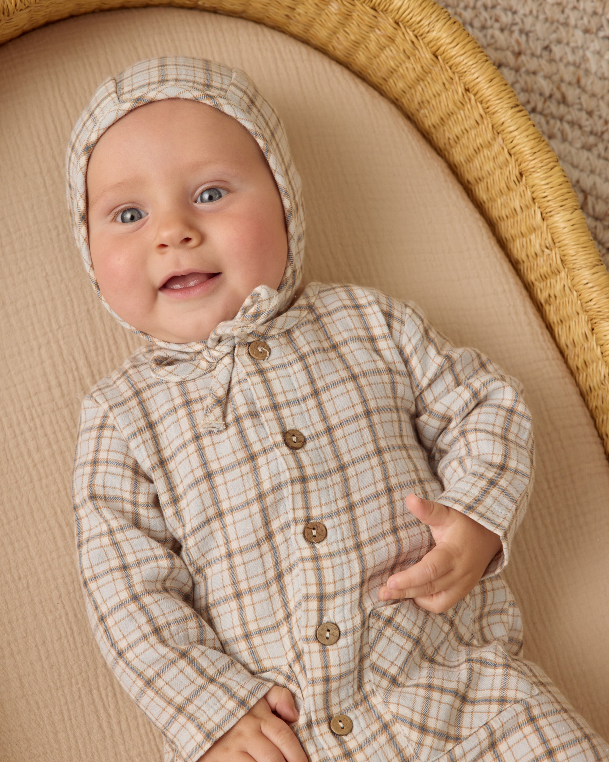 Pocketed Woven Jumpsuit | Blue Plaid