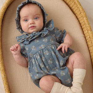 Collared Romper | Blue Floral
