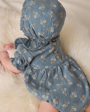 Collared Romper | Blue Floral