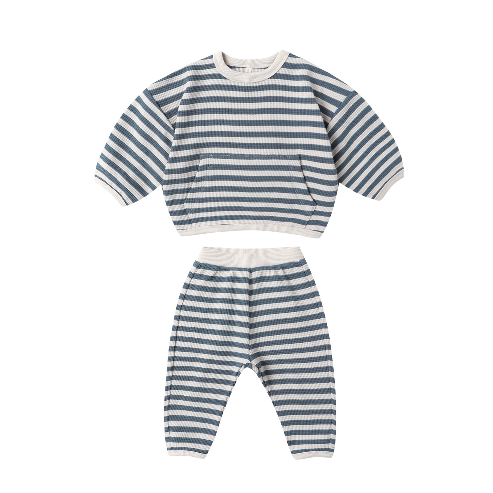 Waffle Slouch Set | Ocean Stripe