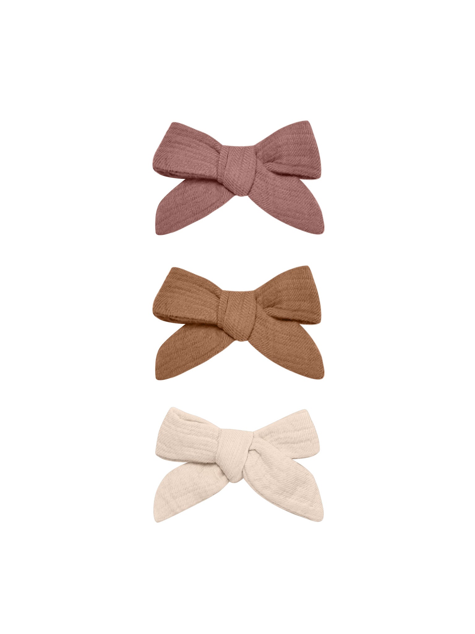 Bow with Clip, Set of 3 | Fig / Cinnamon / Shell