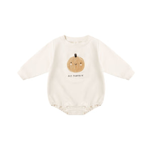 Crewneck Bubble Romper | Pumpkin