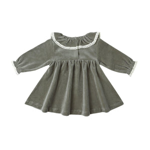 Velour Baby Dress | Forest