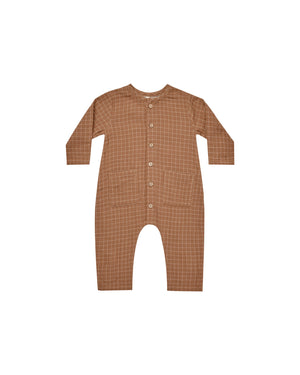 Pocketed Woven Jumpsuit | Cinnamon Grid