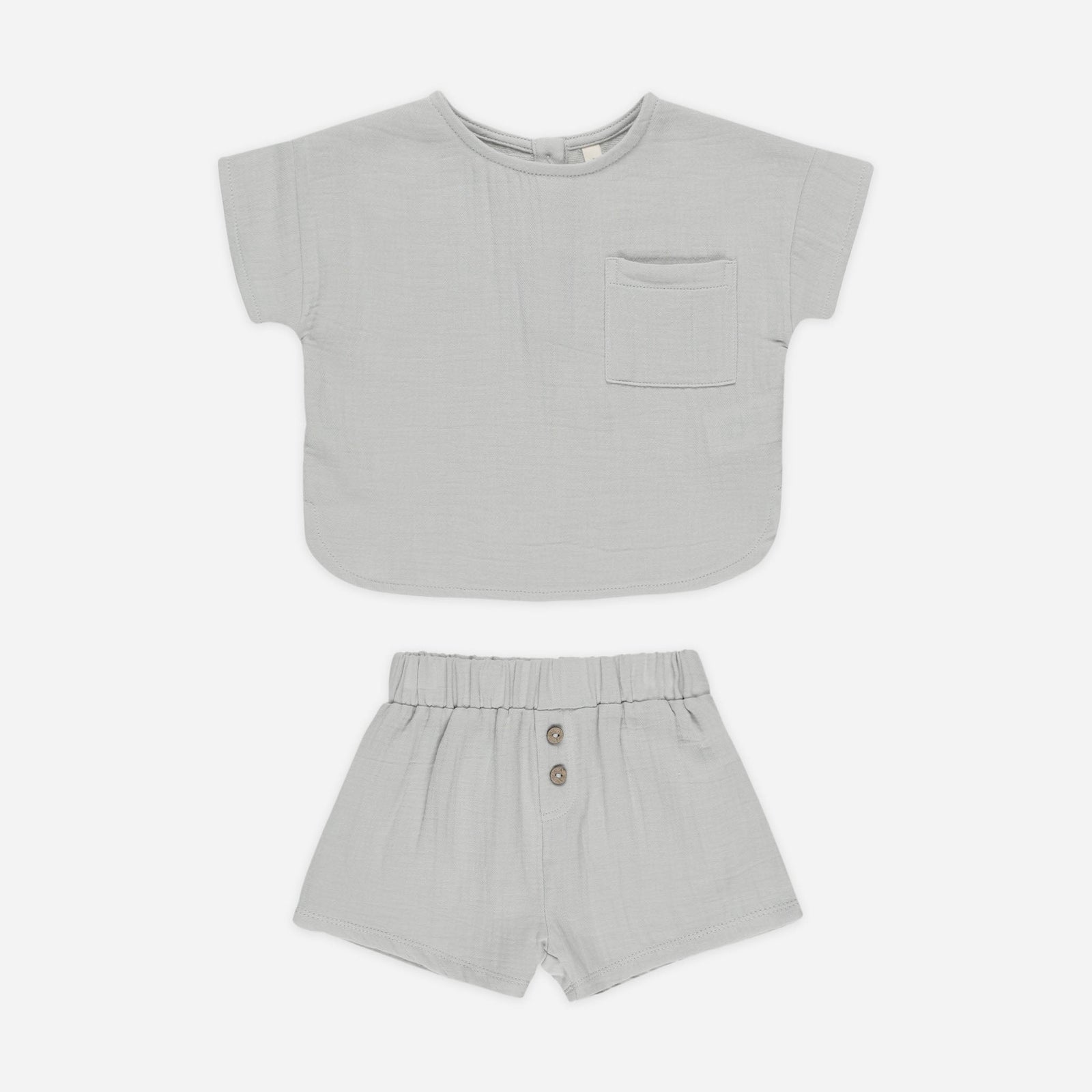 Woven Boxy Top + Short Set | Sky