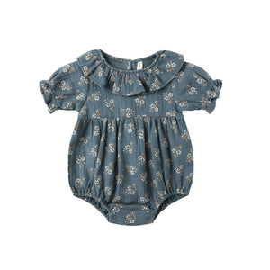 Collared Romper | Blue Floral