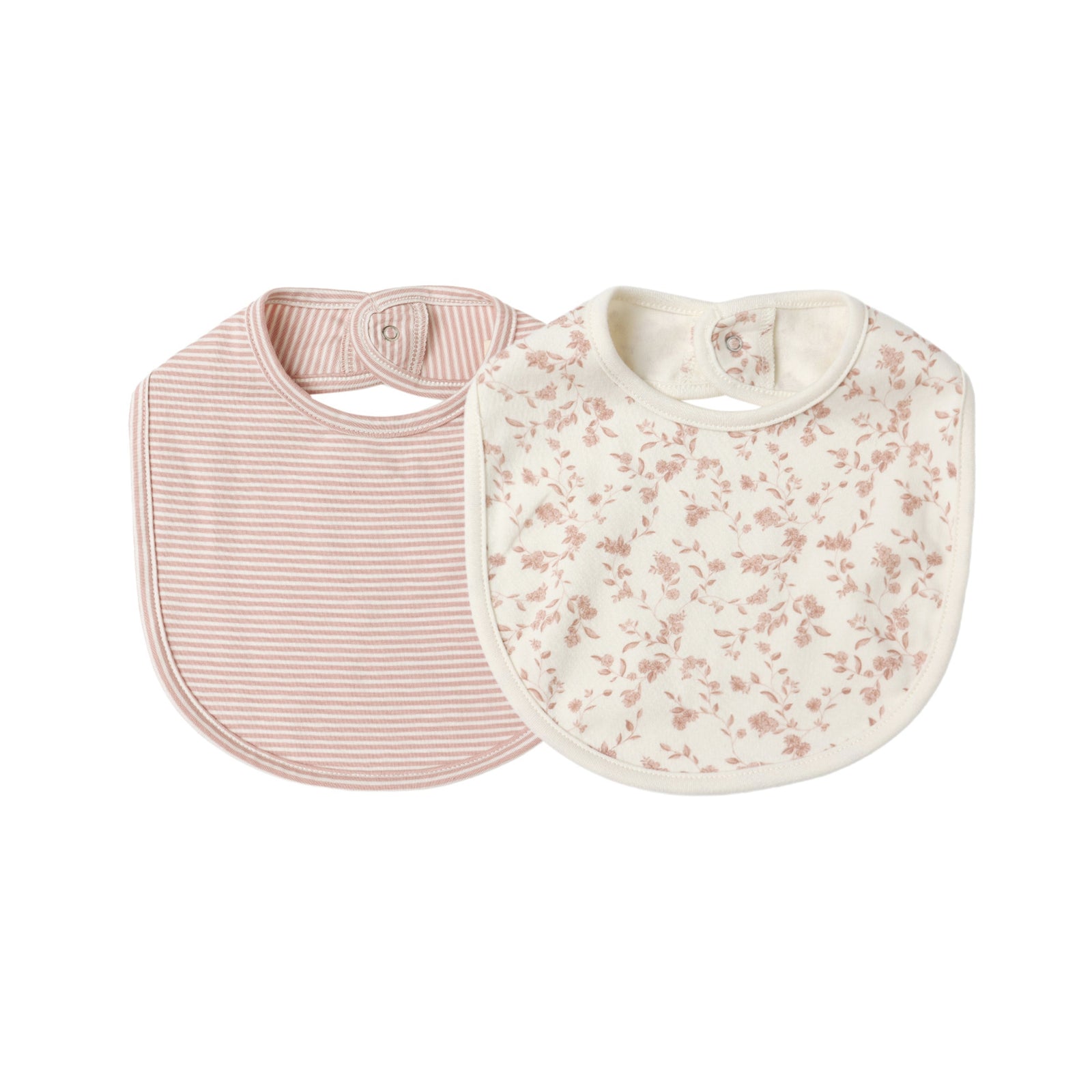 Jersey Snap Bib, 2 pack | French Garden / Rose Micro Stripe