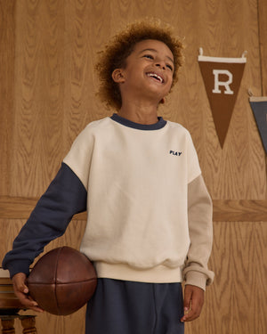 Relaxed Sweatshirt | Navy Color Block