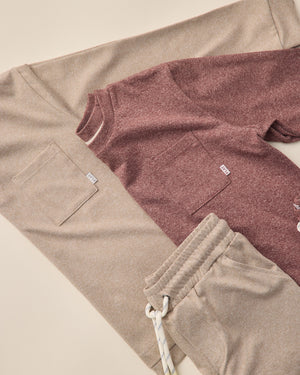 Long Sleeve Pocket Tee | Heathered Burgundy