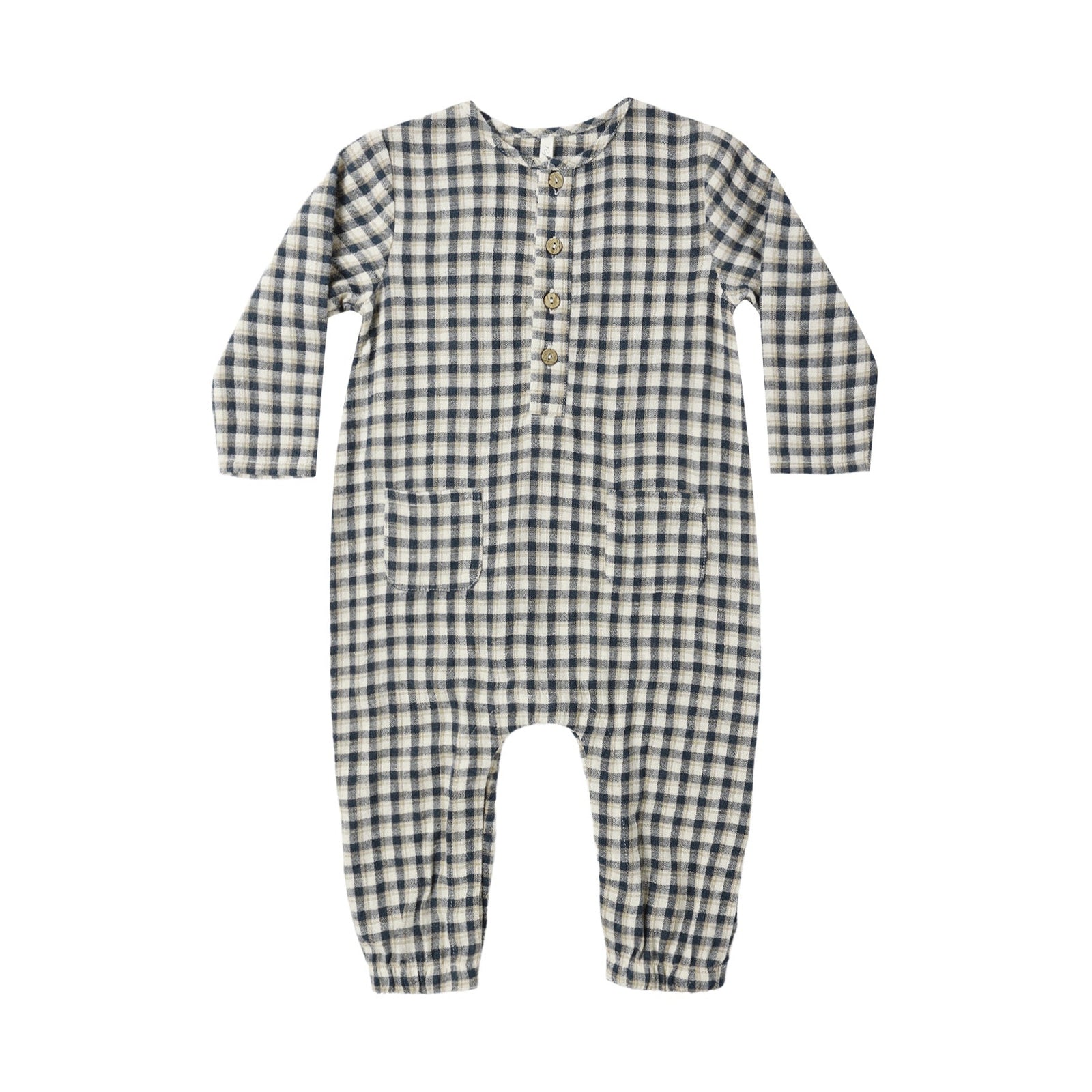 Long Sleeve Woven Jumpsuit | Navy Check