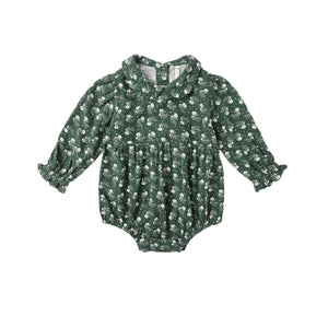 Cora Romper | Green Ditsy