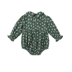 Cora Romper | Green Ditsy
