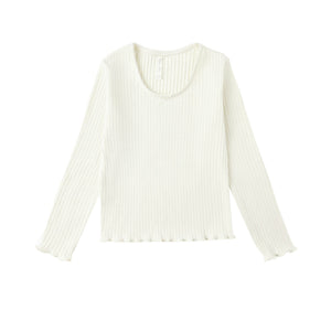 Ribbed Long Sleeve Top | Ivory