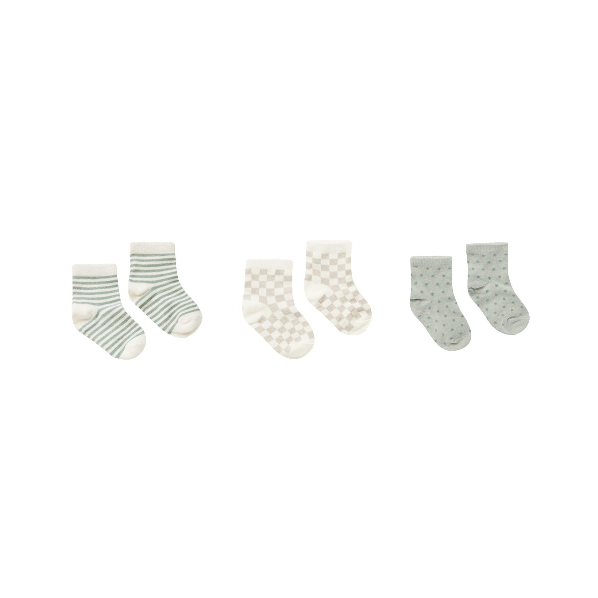 Printed Socks 3 Pack | Summer Stripe, Dove Check, Polka Dot