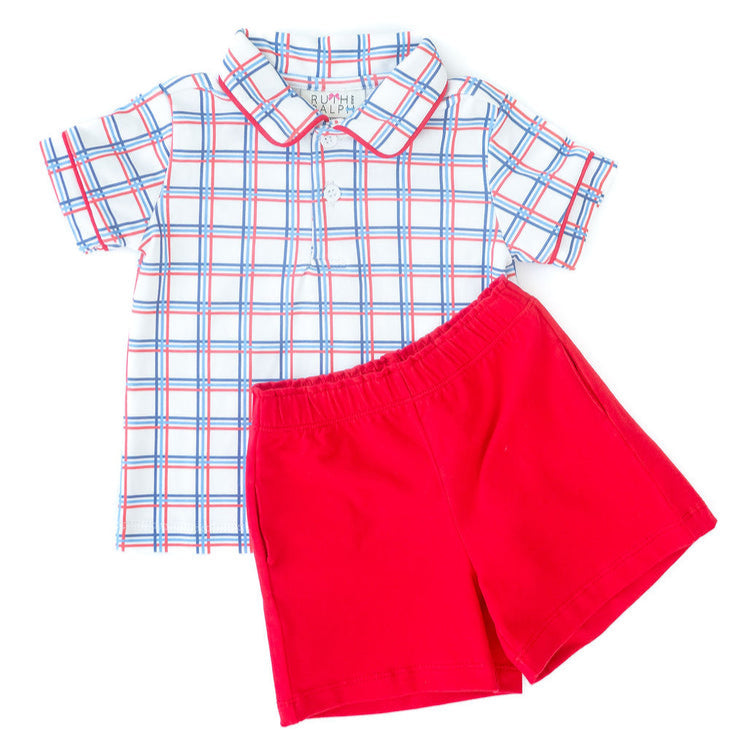 Patriotic Plaid Shep Polo Set