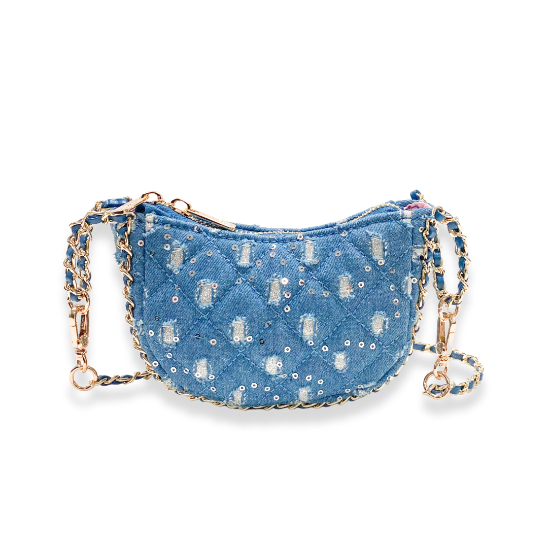 Denim Crescent Purse | Dark Blue