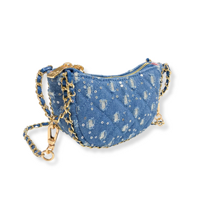 Denim Crescent Purse | Dark Blue
