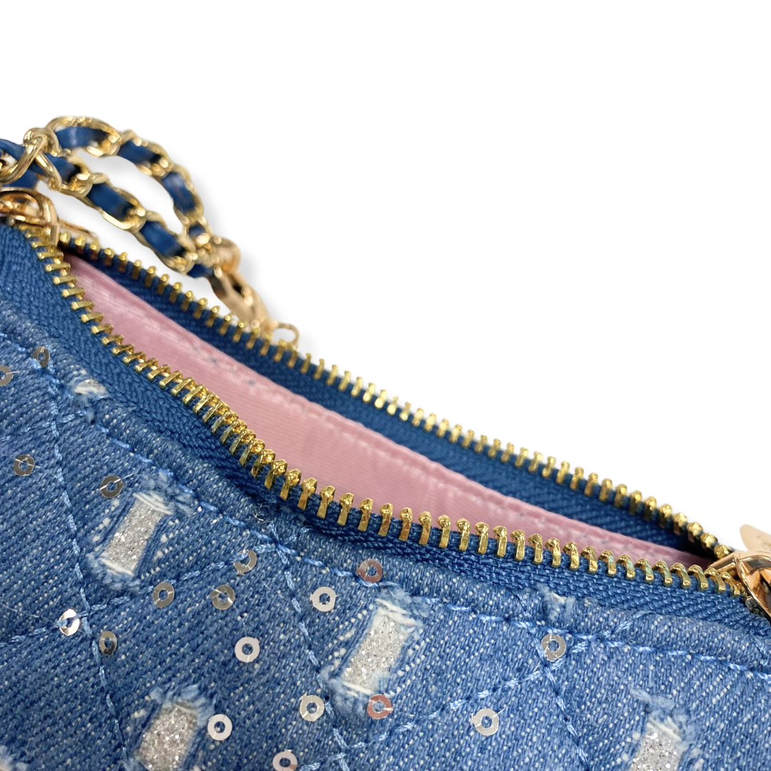 Denim Crescent Purse | Dark Blue