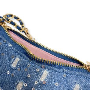 Denim Crescent Purse | Dark Blue