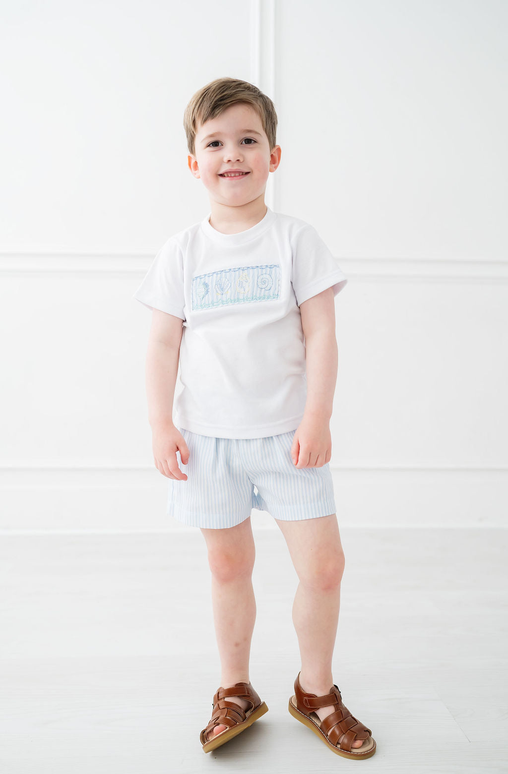 Seashells Smocked Beau T-Shirt and Shorts Set