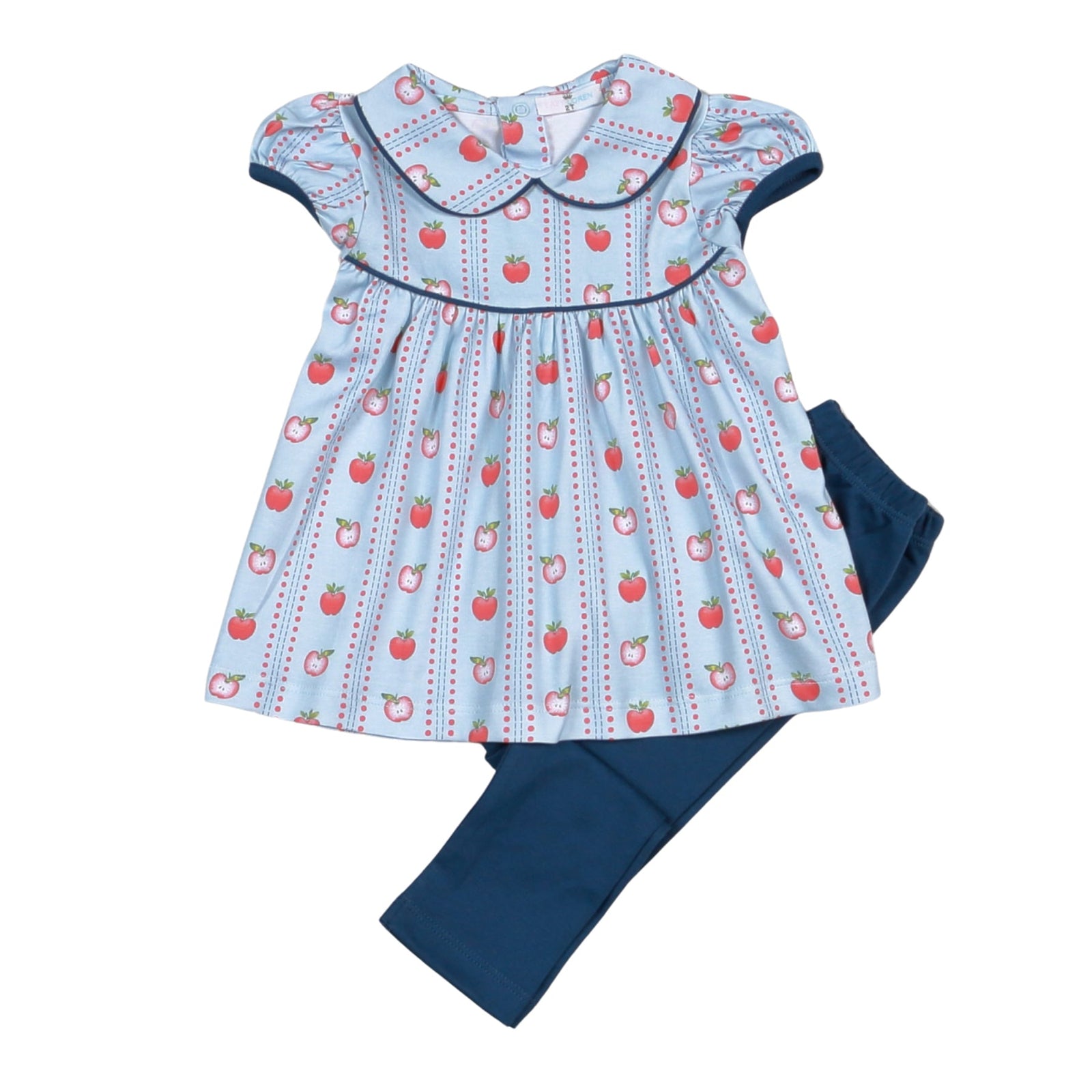 Back to School Apple Print Pima Pants Set