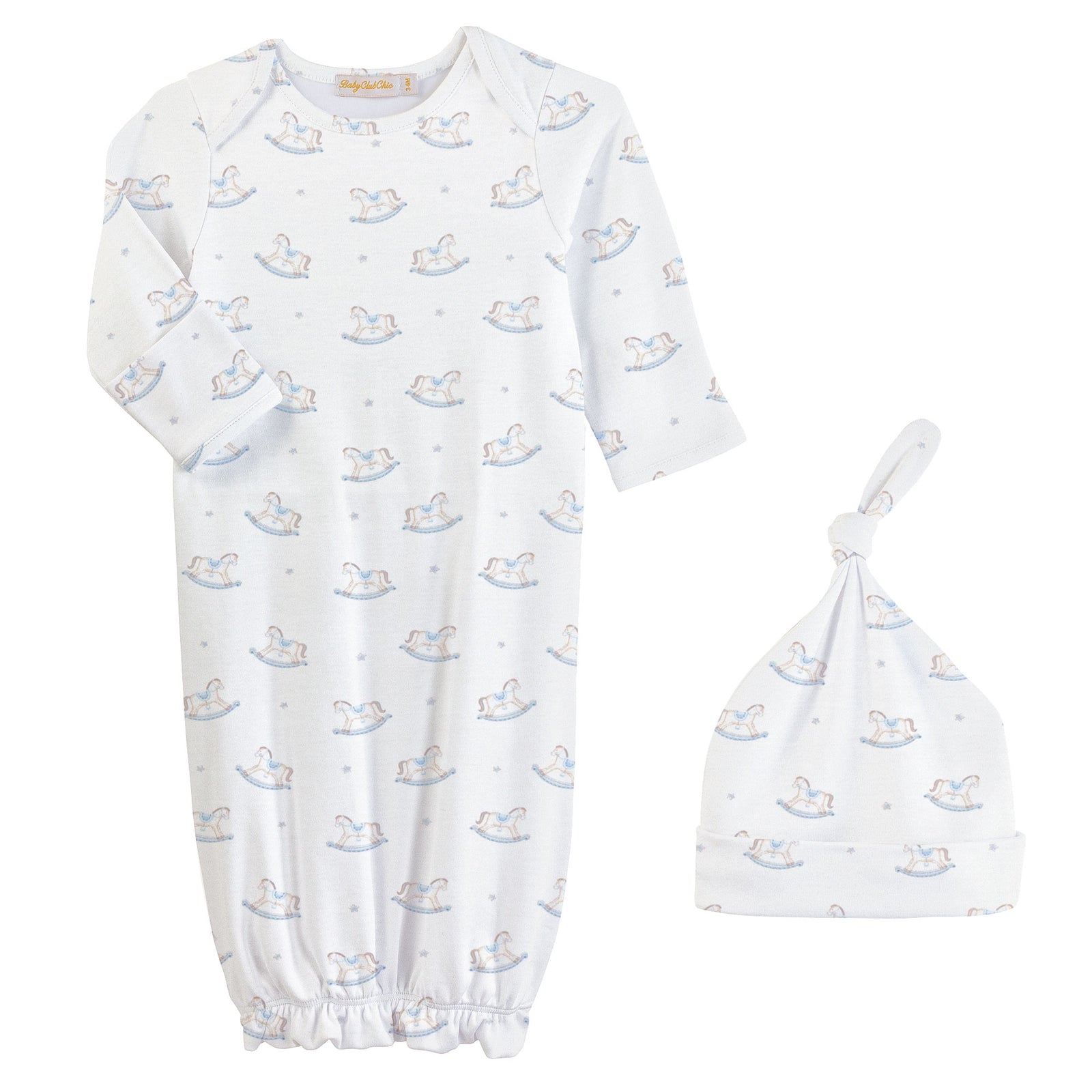 Tiny Rocking Horse Printed Gown and Hat Set
