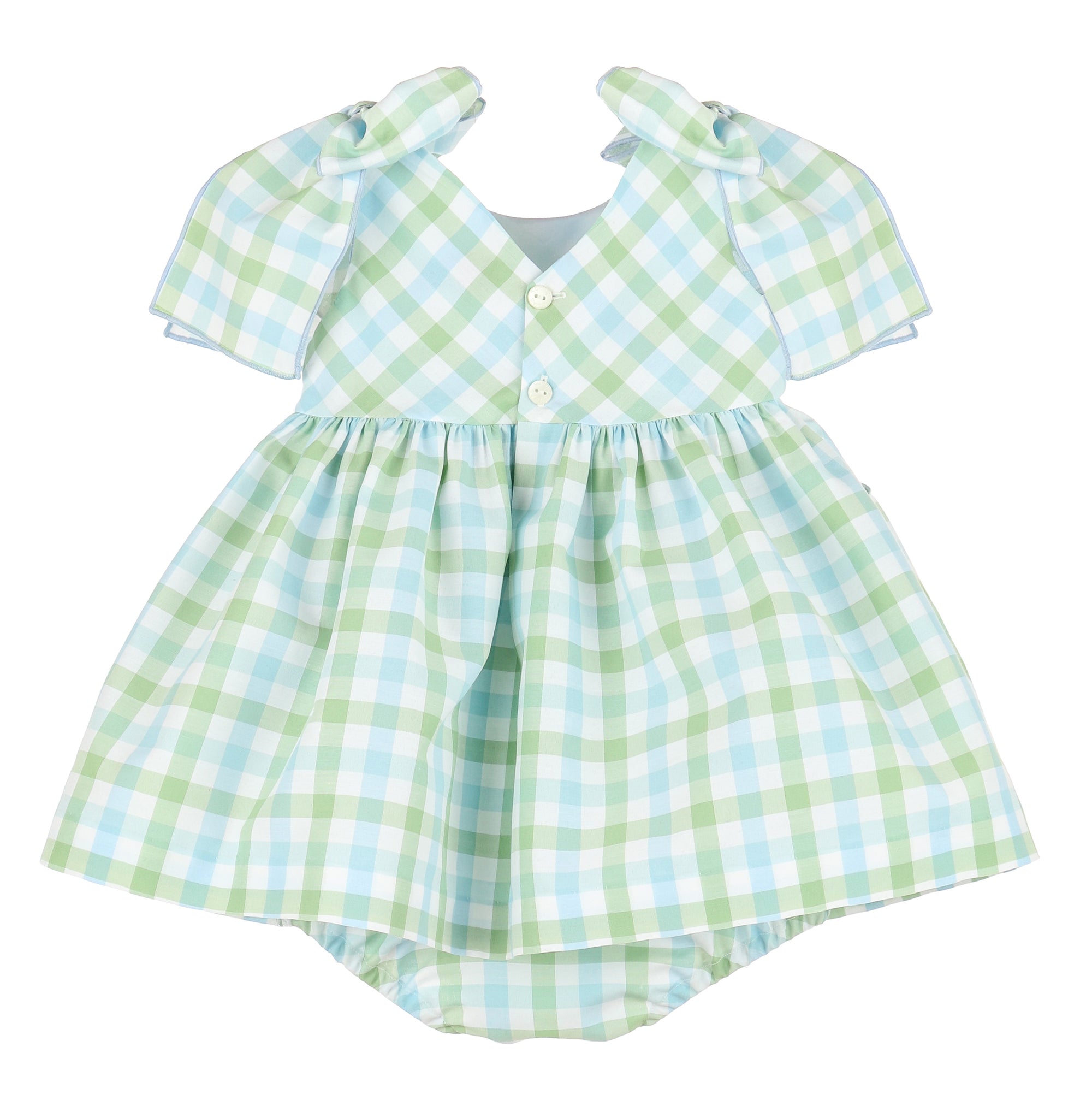 Pastel Plaid Bow Dress | Green and Blue