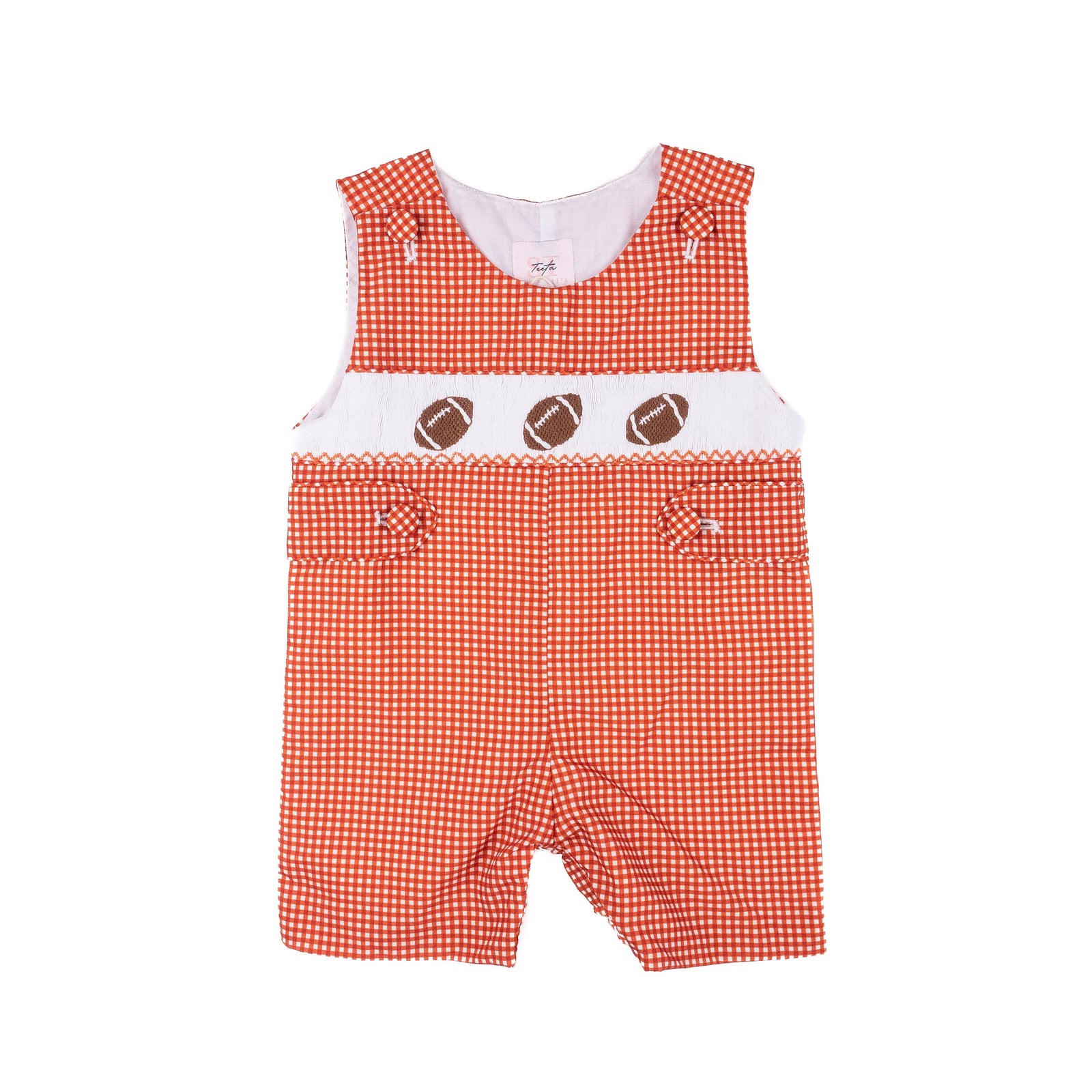 Burnt Orange Gingham Smocked Football Henry Jon Jon