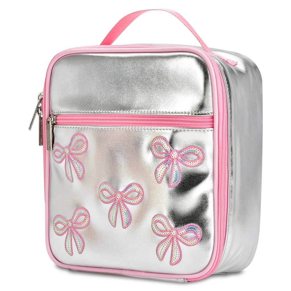 Silver Sequin Bows Lunch Tote