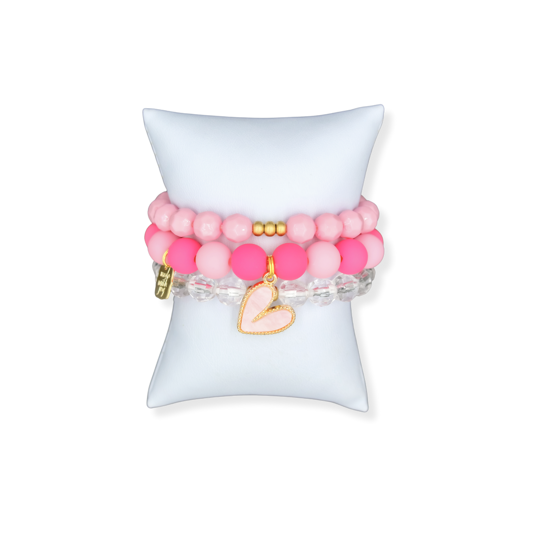 Pink Hearts Bracelet Stack