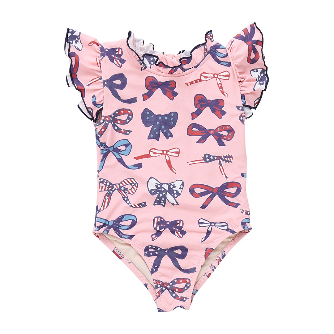 Jennifer Swimsuit | Pink Patriotic Bows