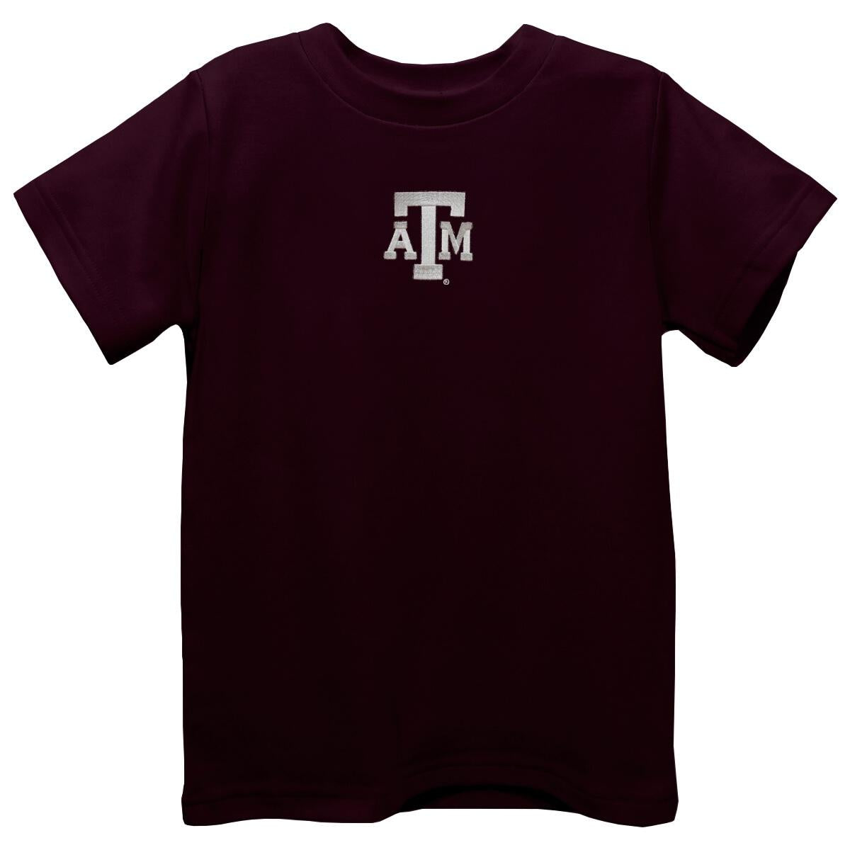 Texas A&M University Aggies Embroidered Maroon Short Sleeve Boys Shirt
