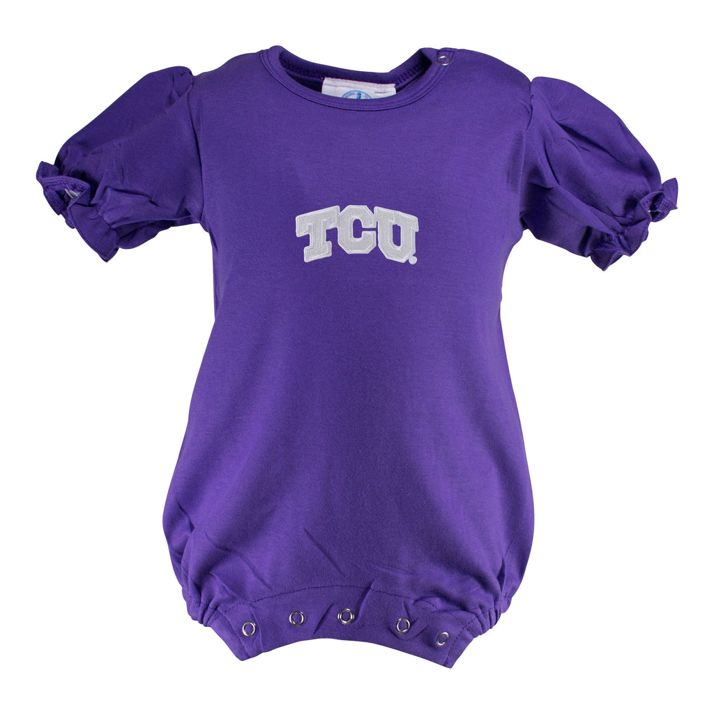 Infant Girls Ruffle Romper | TCU Purple