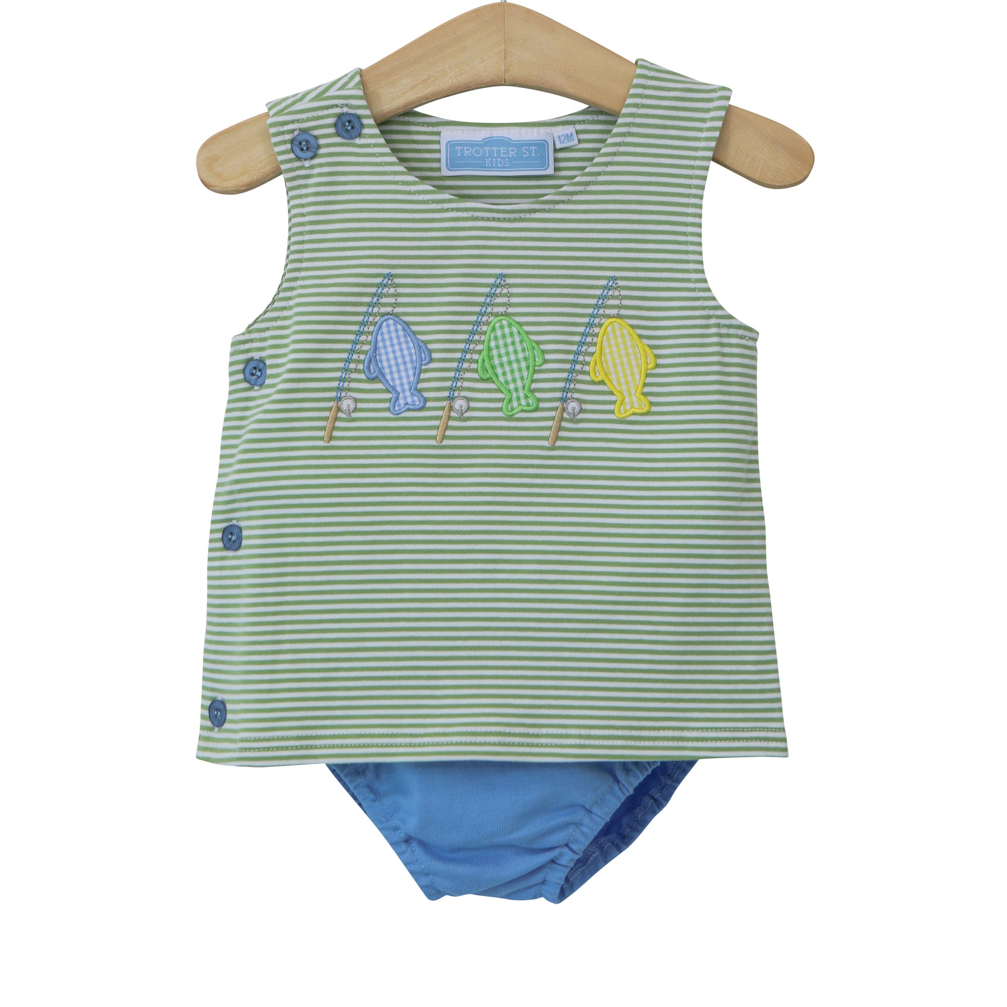 Hooked on Fishing Appliqued Diaper Set