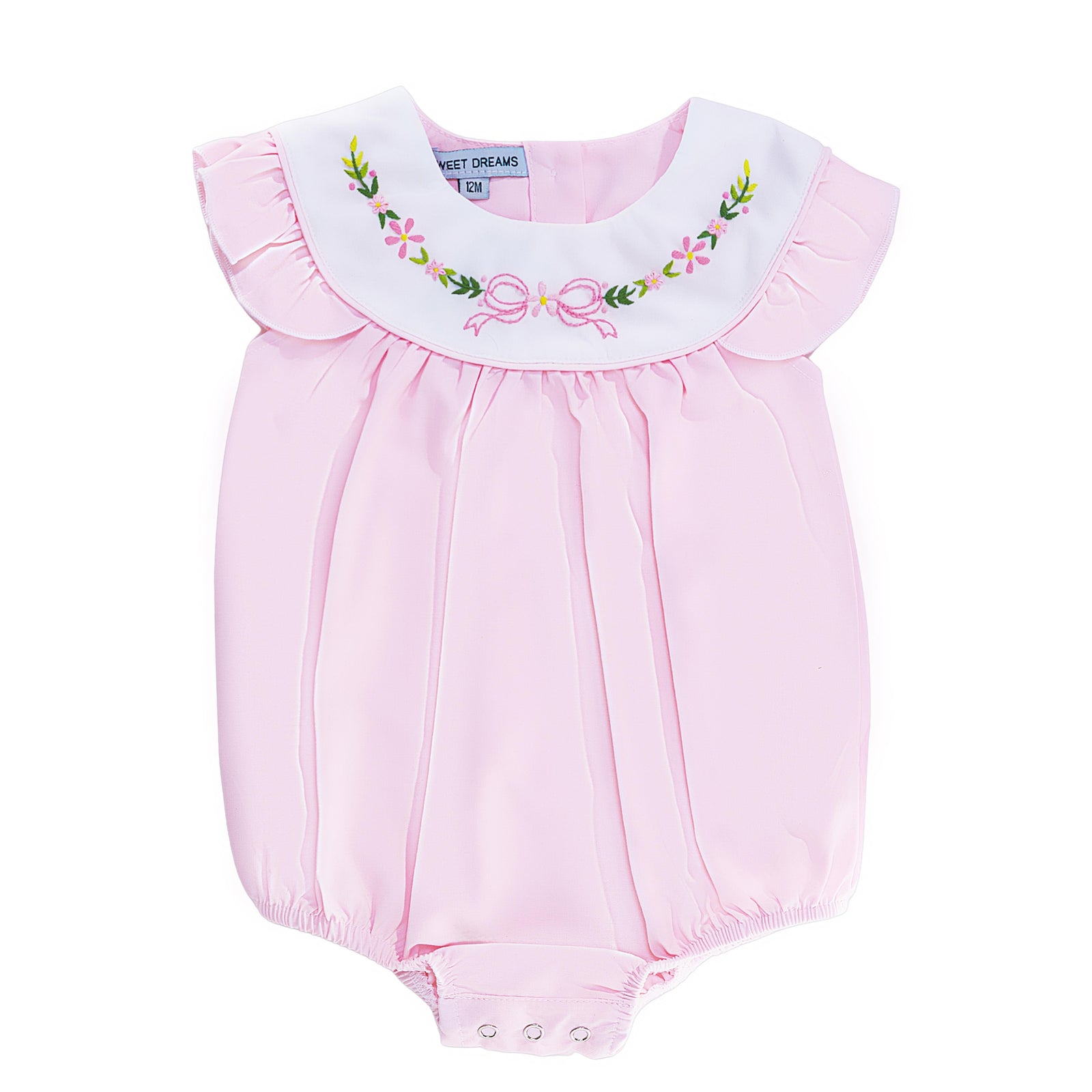 Pink Embroidered Bow and Flowers Bubble