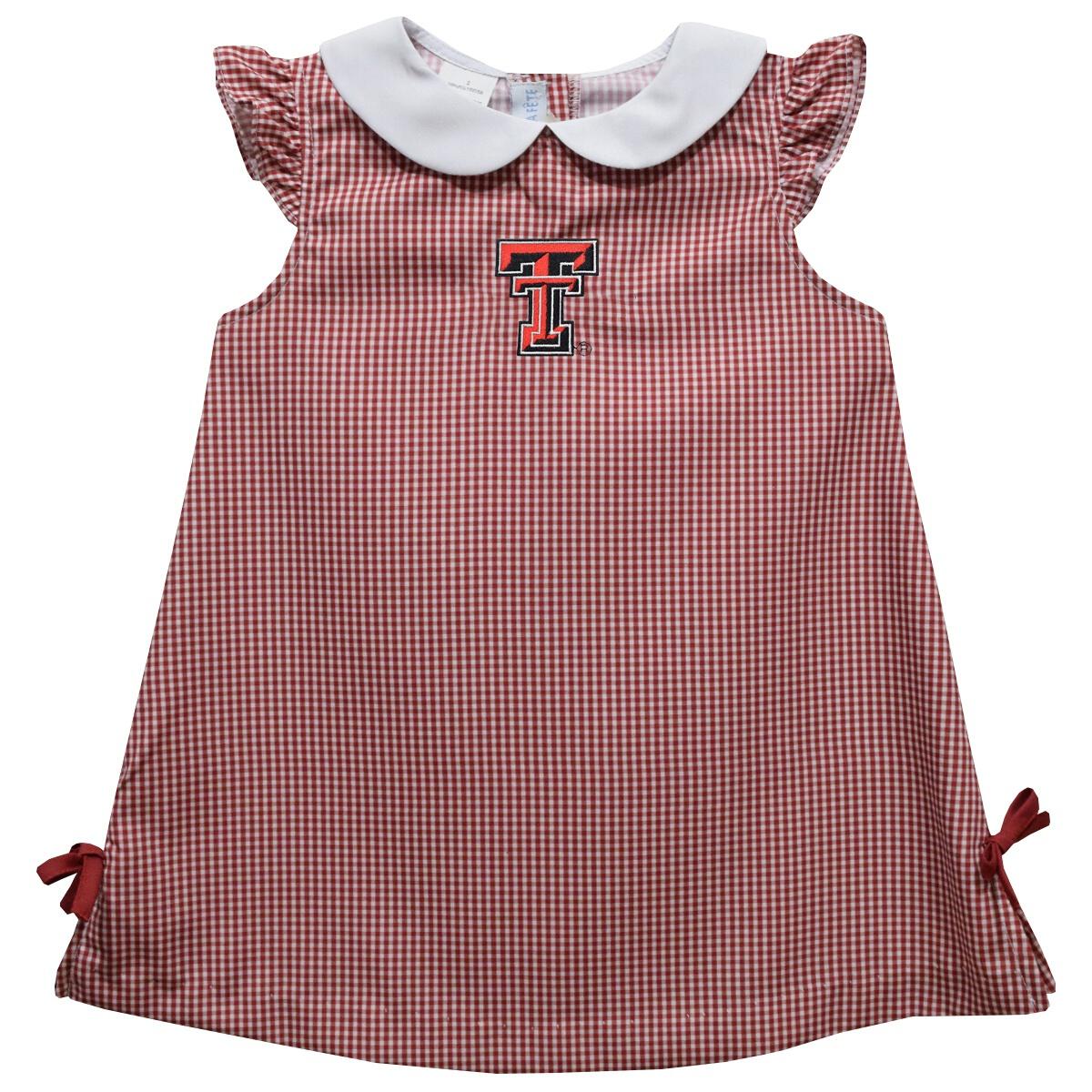 Texas Tech Red Raiders Embroidered Gingham A Line Dress