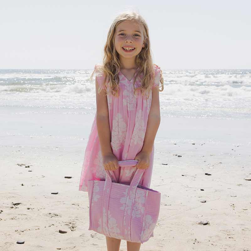 Small Reversible Quilted Tote | Pink Bouquet Floral