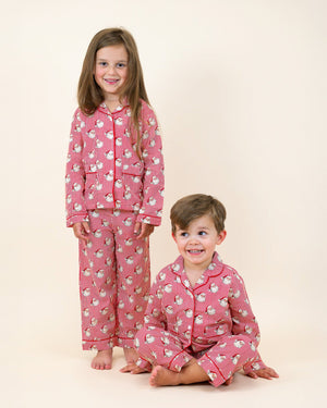 Red Striped Vintage Santa Button Down Pajama Set