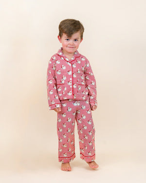 Red Striped Vintage Santa Button Down Pajama Set