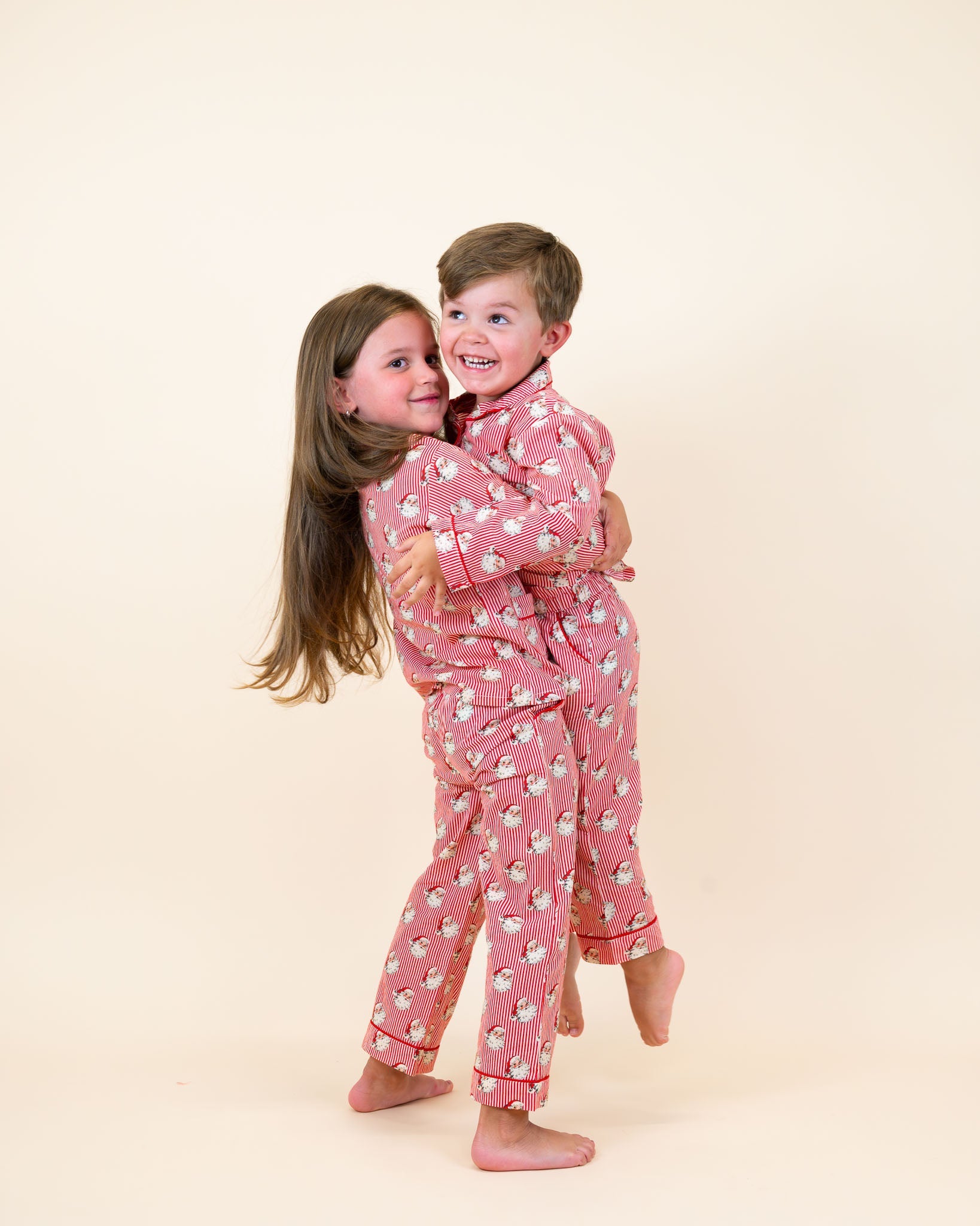 Red Striped Vintage Santa Button Down Pajama Set