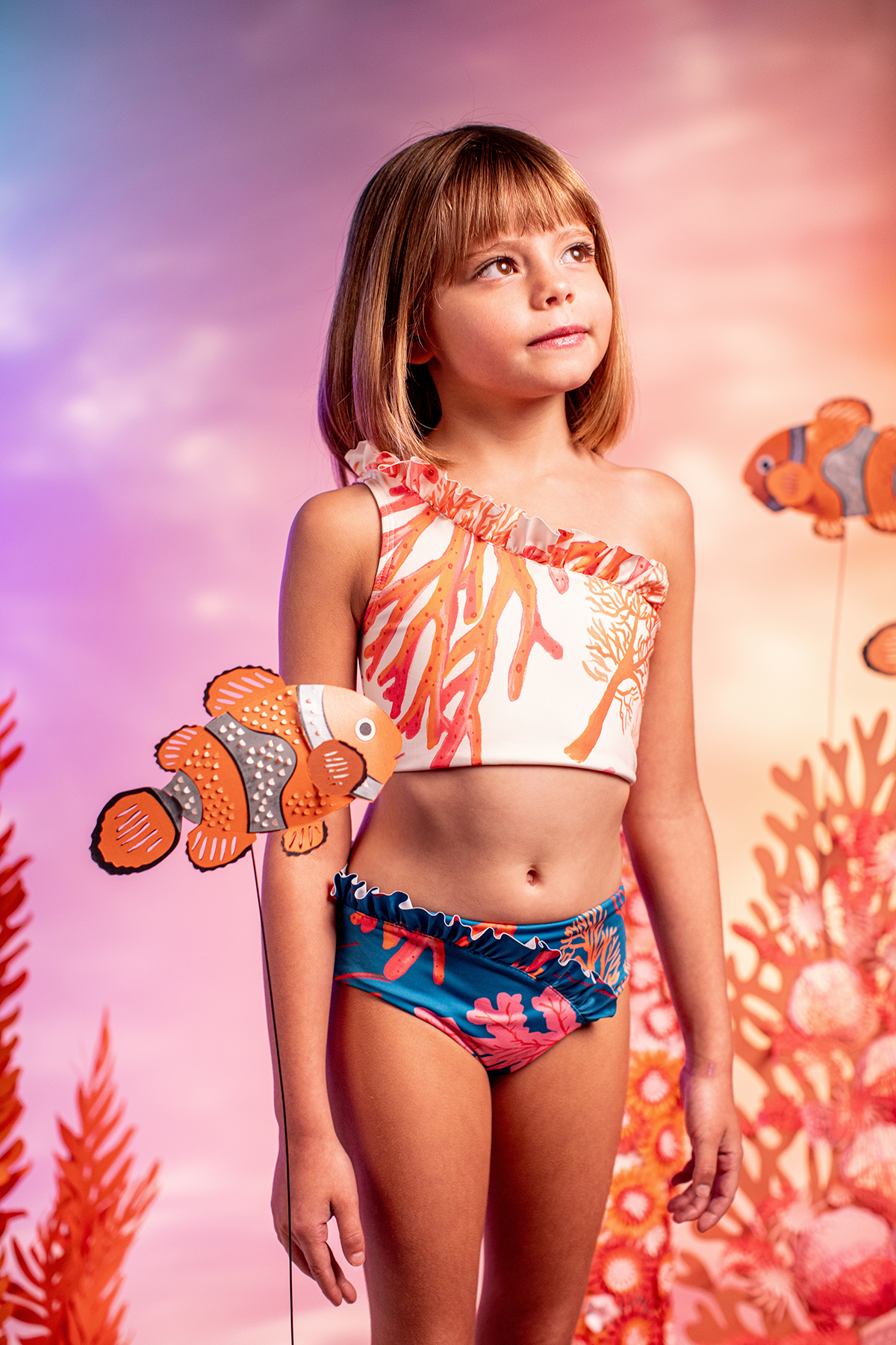 Girls Waves One Shoulder Bikini | Corales Mar