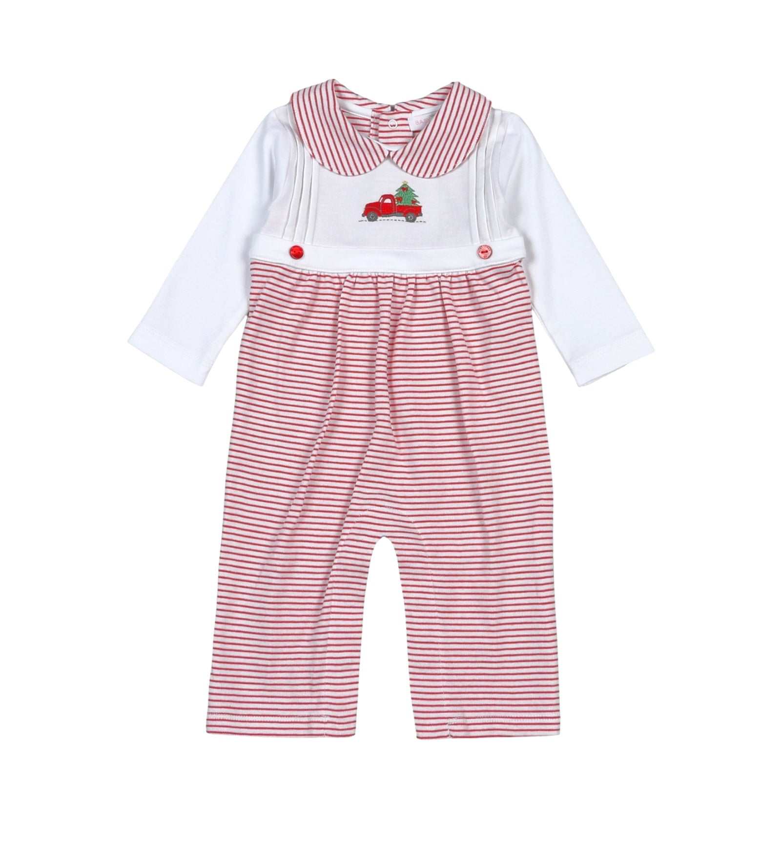 Red Christmas Truck Hand Embroidered Romper