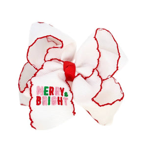 Merry and Bright Moonstitch Grosgrain Hair Bow