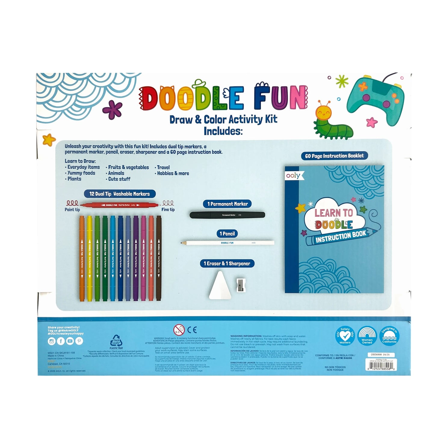 Doodle Fun Draw & Color Activity Kit | 17pc Set