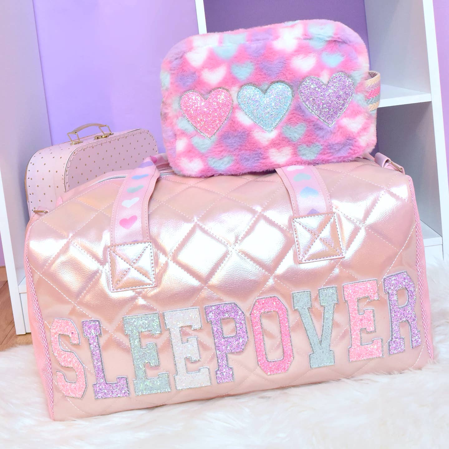Sleepover Metallic Quilted Large Duffle Bag
