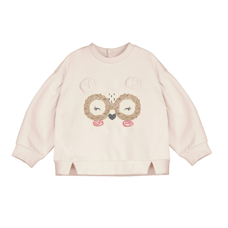 Baby Girls Fleece Graphic Pullover | Chickpea