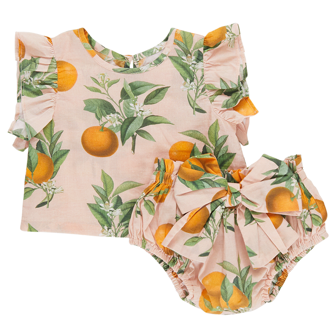 Abigail 2-Piece Set | Pink Botanicals Oranges