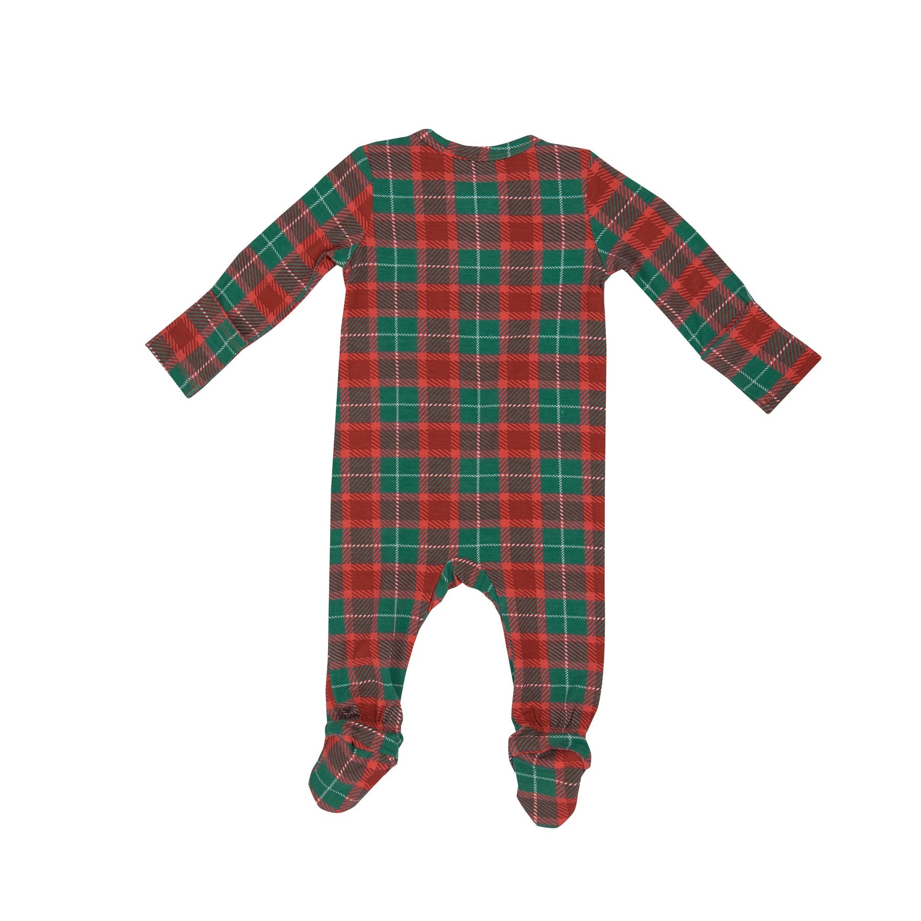 Holiday Plaid Bamboo 2 Way Zipper Footie
