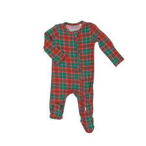 Holiday Plaid Bamboo 2 Way Zipper Footie